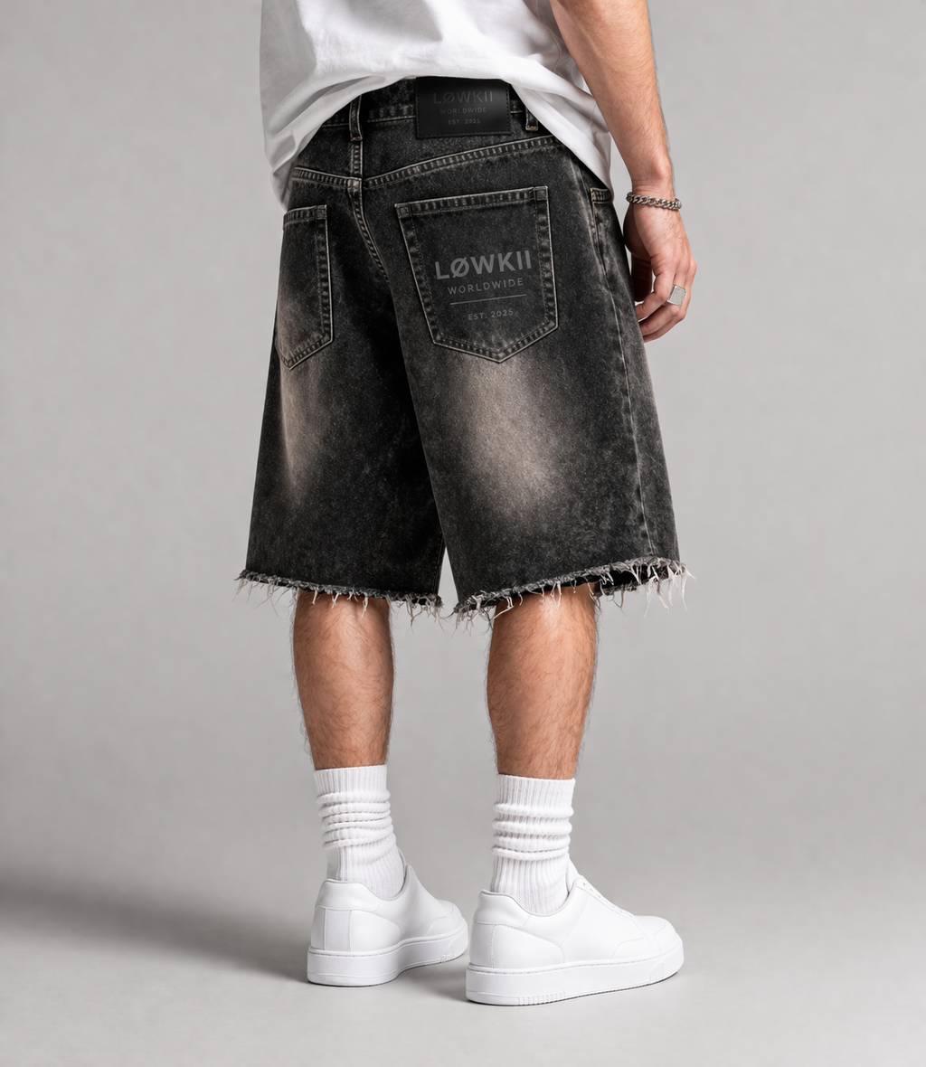 LOWKII Washed Black Denim Jorts