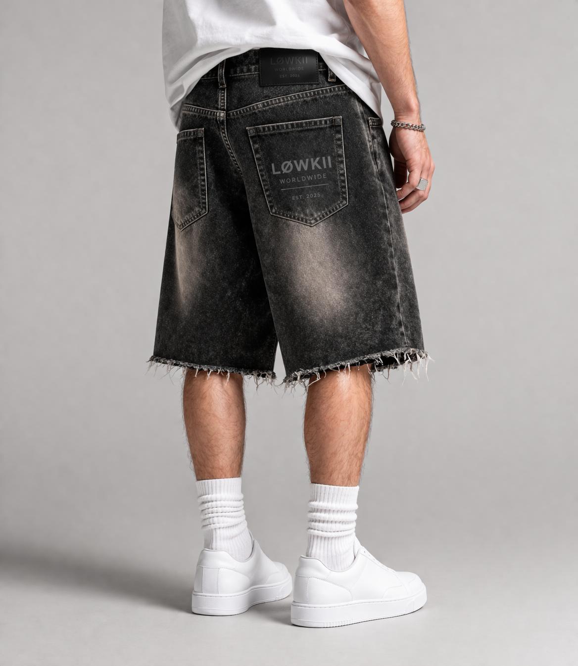 LOWKII Washed Black Denim Jorts