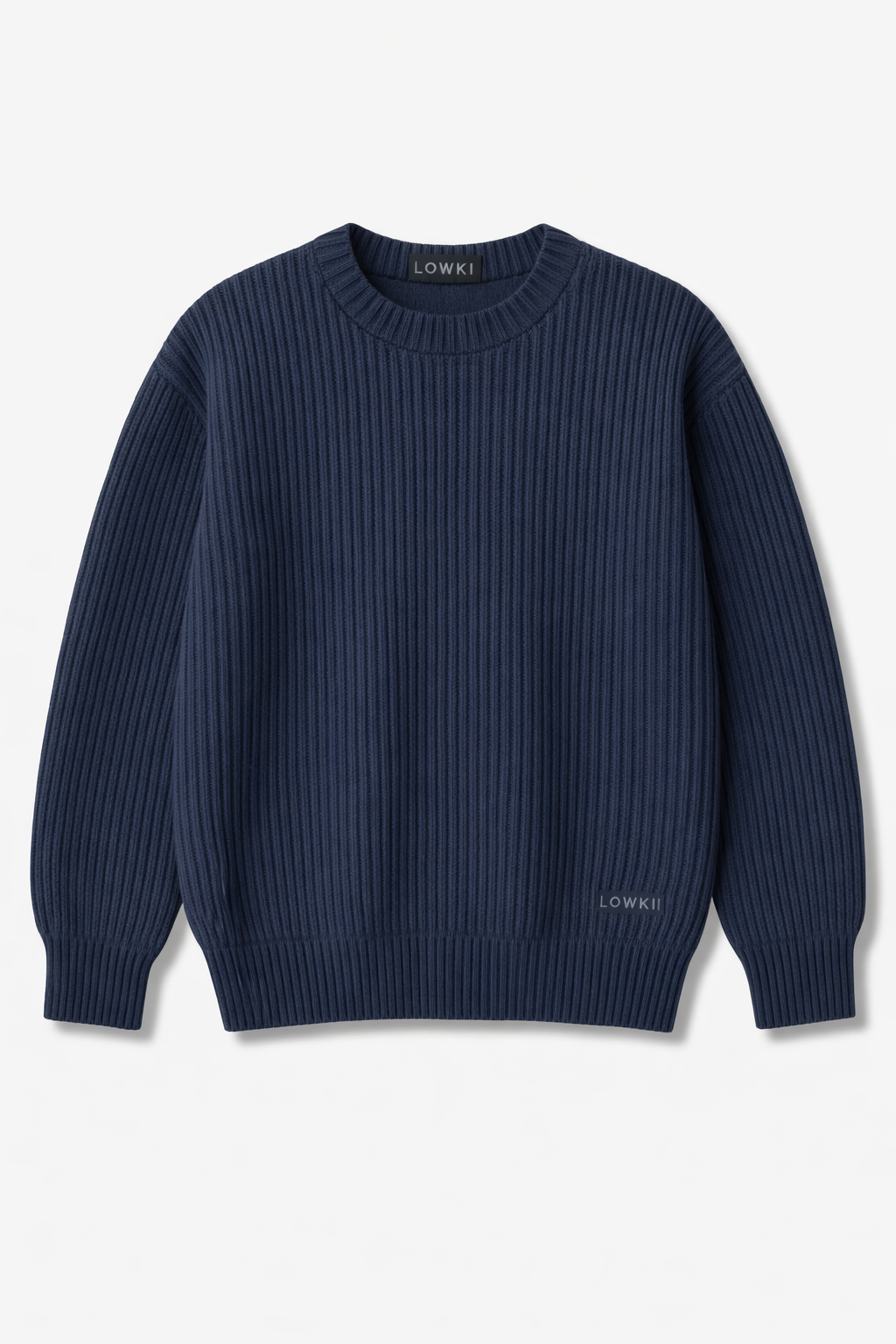 Ribbed Knit Crewneck – Navy