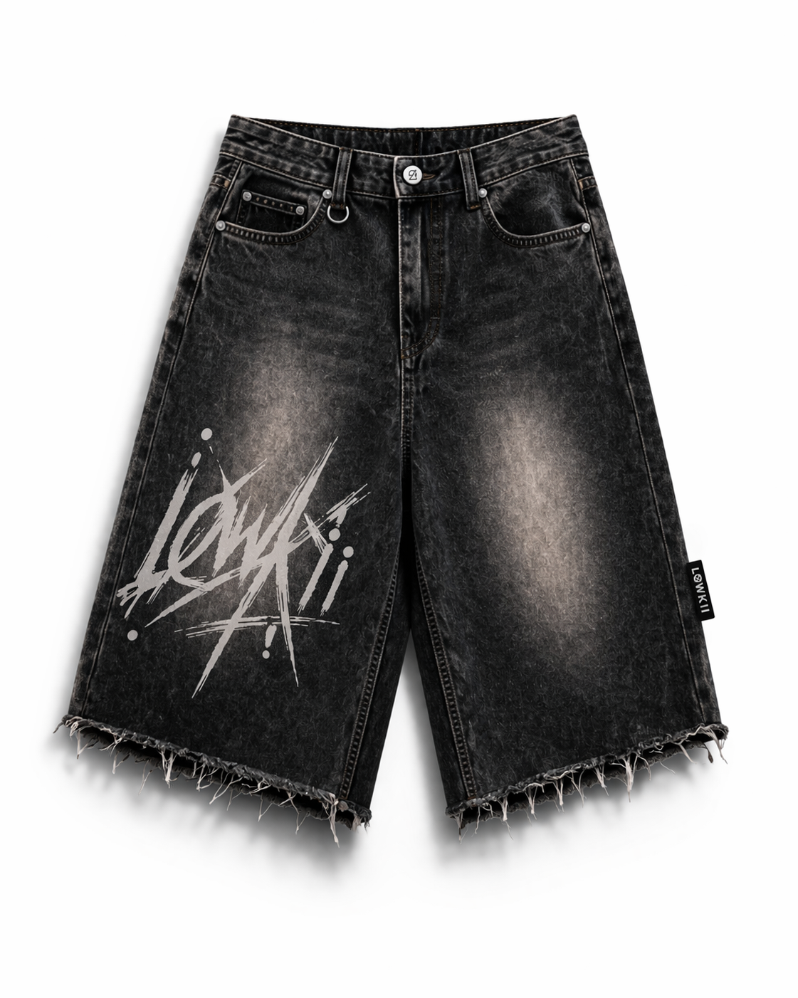 LOWKII Washed Black Denim Jorts